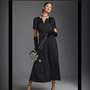 Anthropologie somerset satin black dress xs